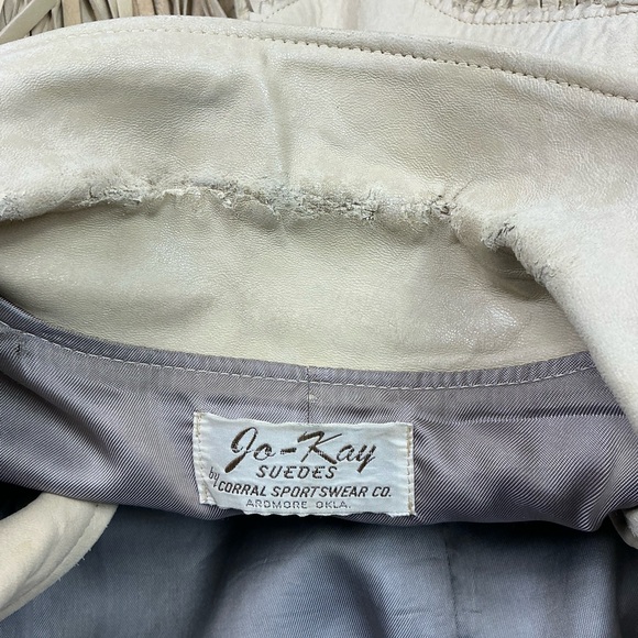 Vintage 1950s Jo-Kay western leather beaded light tan fringe jacket, USA S/M - Picture 9 of 9